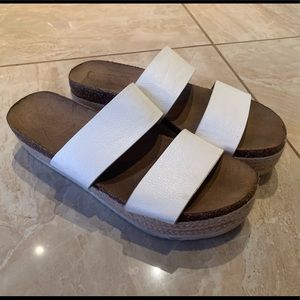 BRASH slip on white wedged shoe